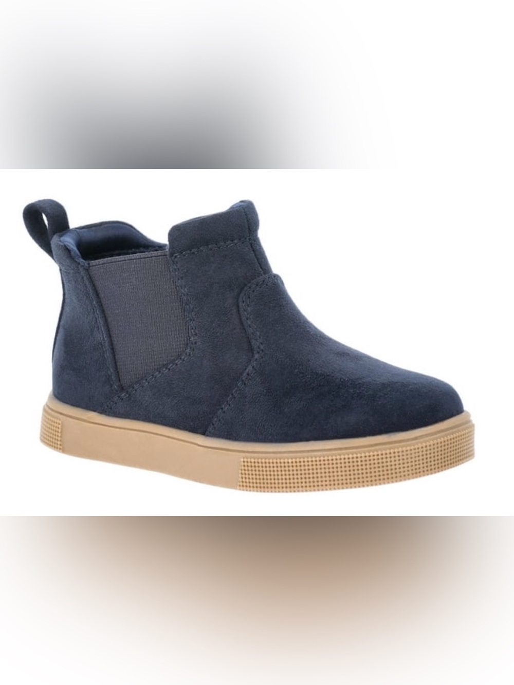 wonder nation Navy Suede Slip-On Chelsea Boot with Tan Sole